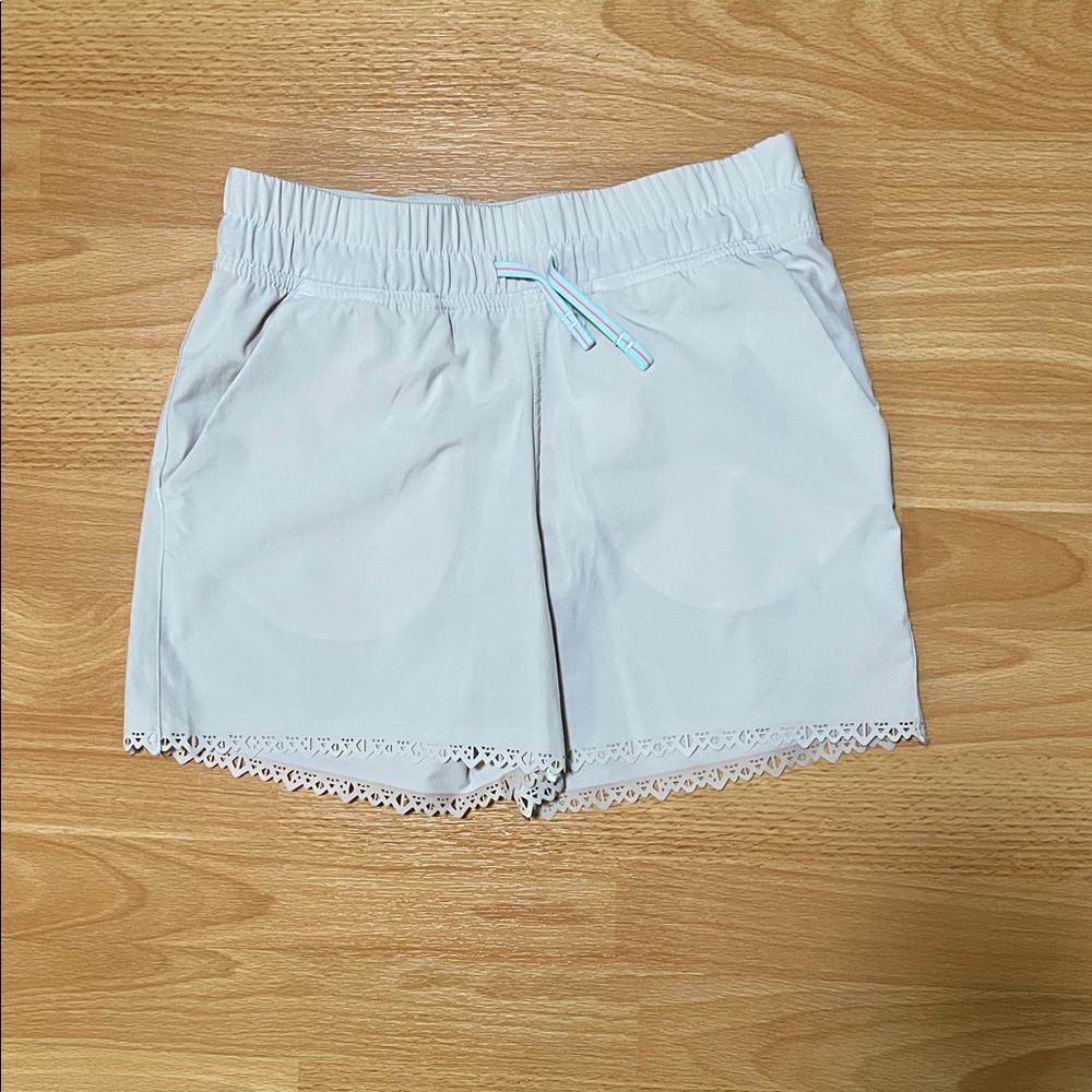 Ivivva Cream High Waist Shorts with Lace Trim